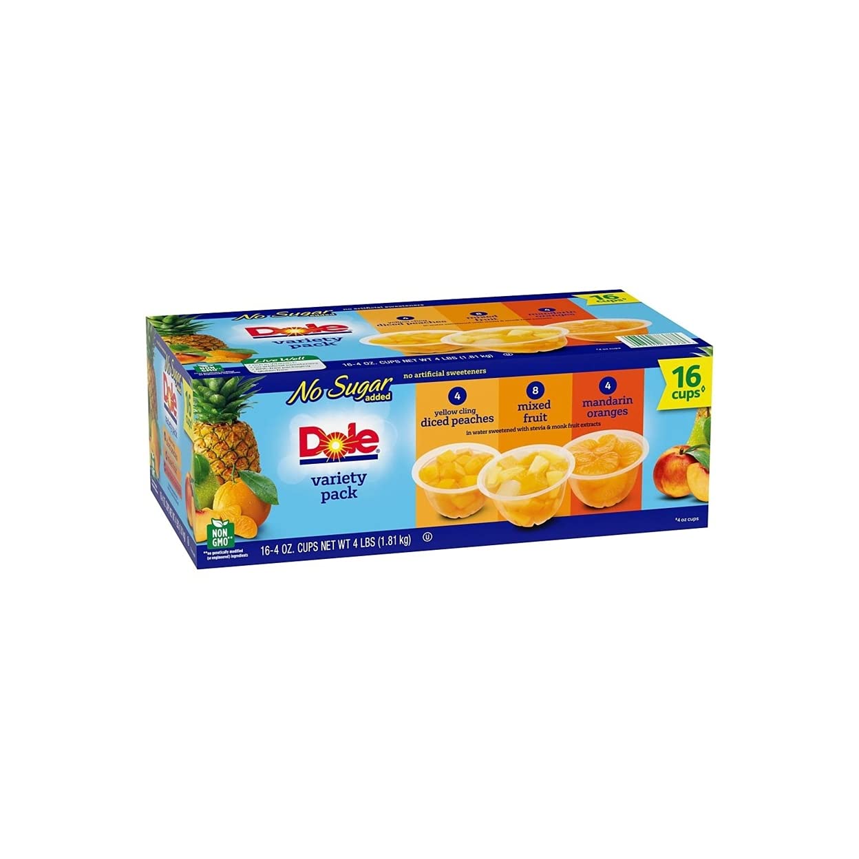 Dole No Sugar Added Mixed Fruit Variety Pack, 4 Ounce (16 Pack)