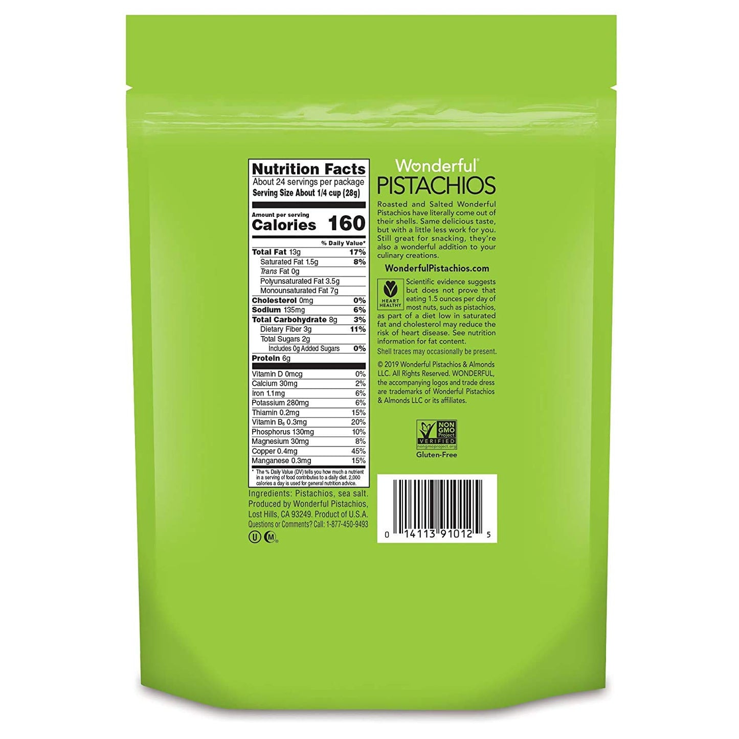 Wonderful No Shell Pistachios Roasted & Salted (24 oz.)