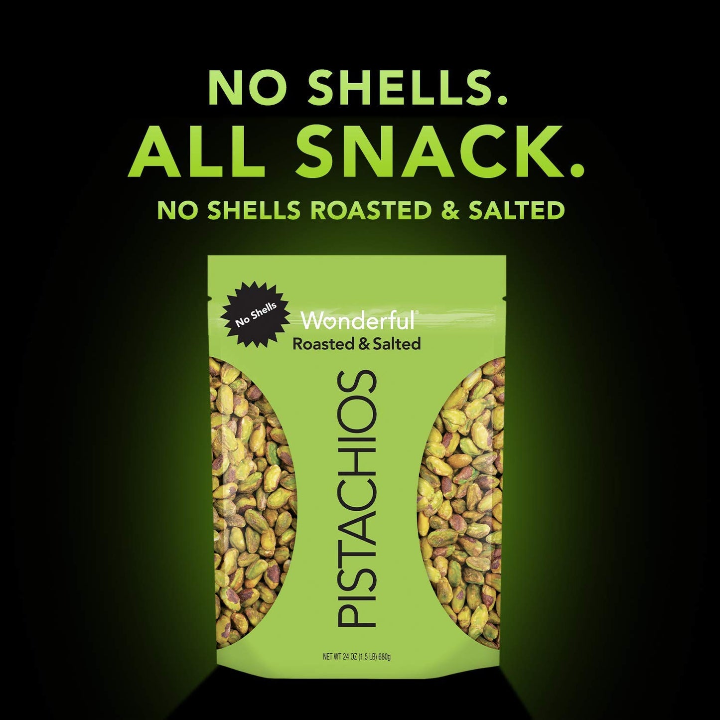 Wonderful No Shell Pistachios Roasted & Salted (24 oz.)