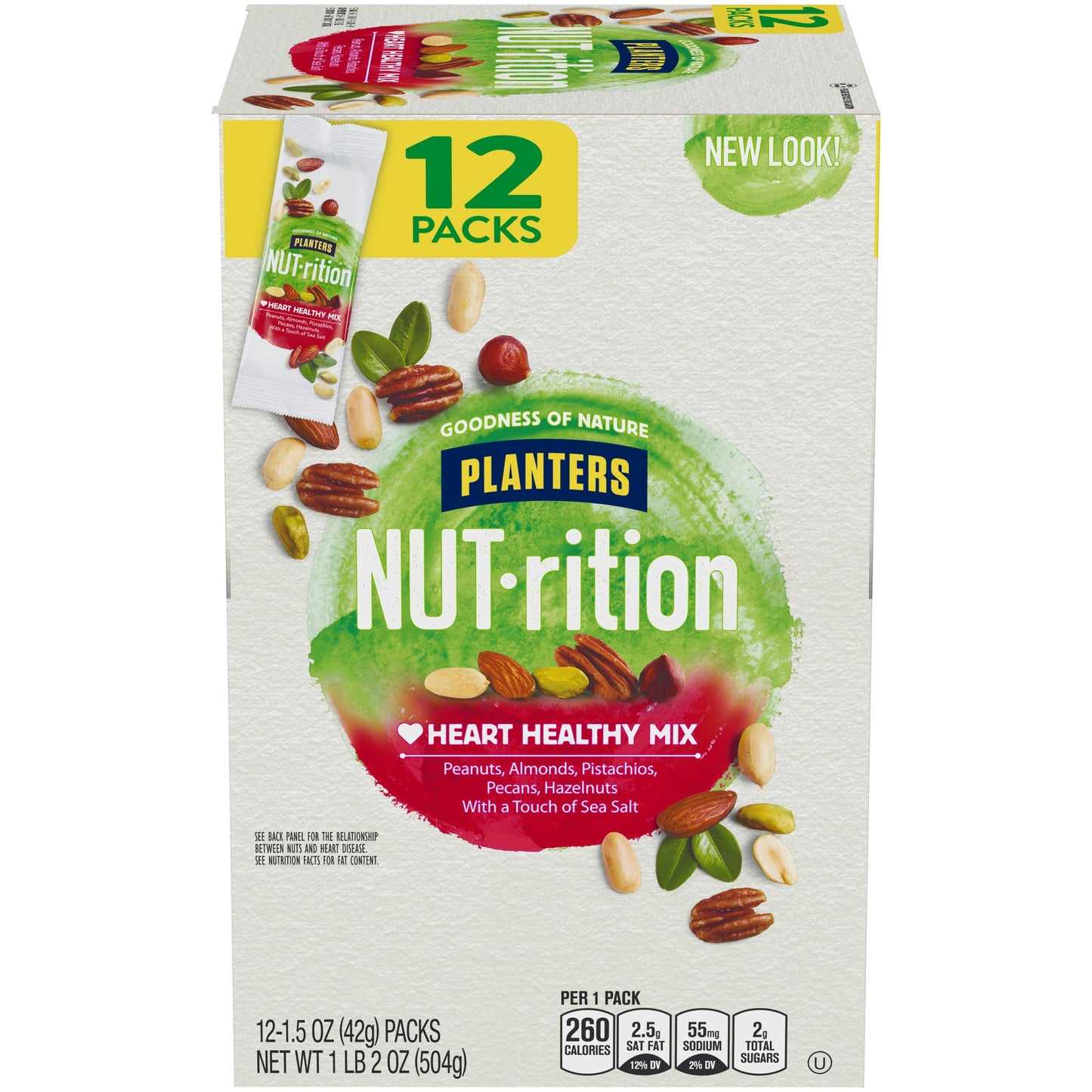 PLANTERS NUT-rition Heart Healthy Mix, 1.5 oz Bags (Pack of 12) - On-the-Go Snack, Work Snack, School Snack and Active Lifestyle Snack - Great Camping Snacks - Satisfying Nut Mix - Kosher