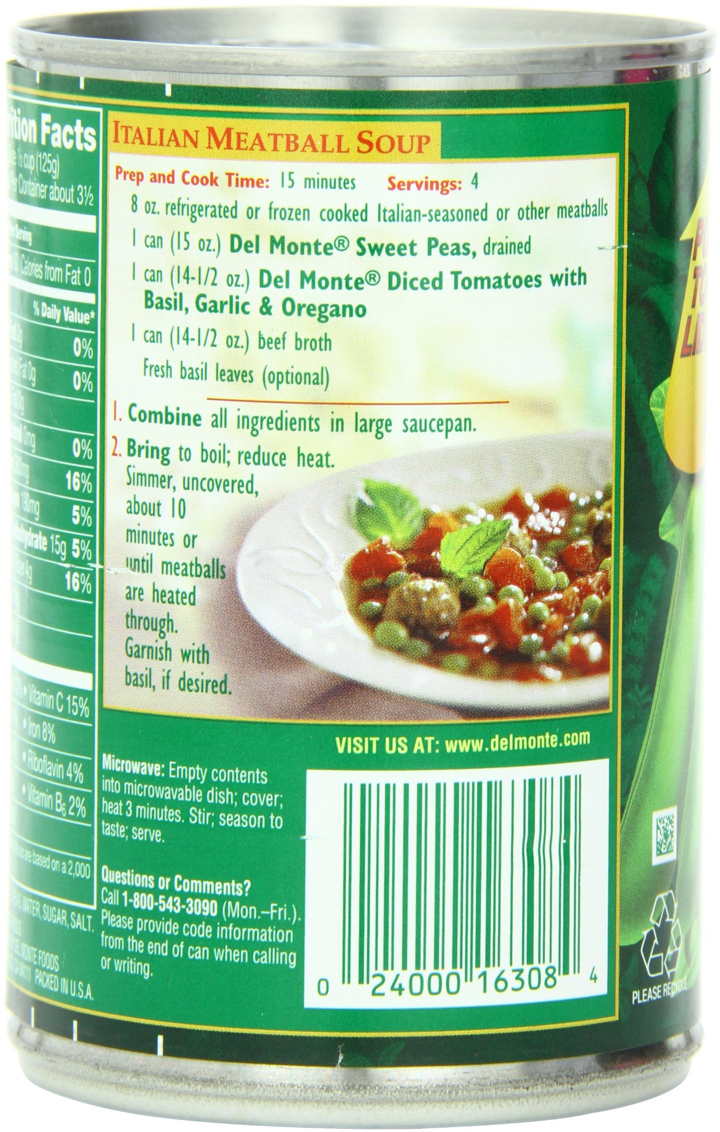 Del Monte Sweet Pea- 15 oz. cans - 8 pk.