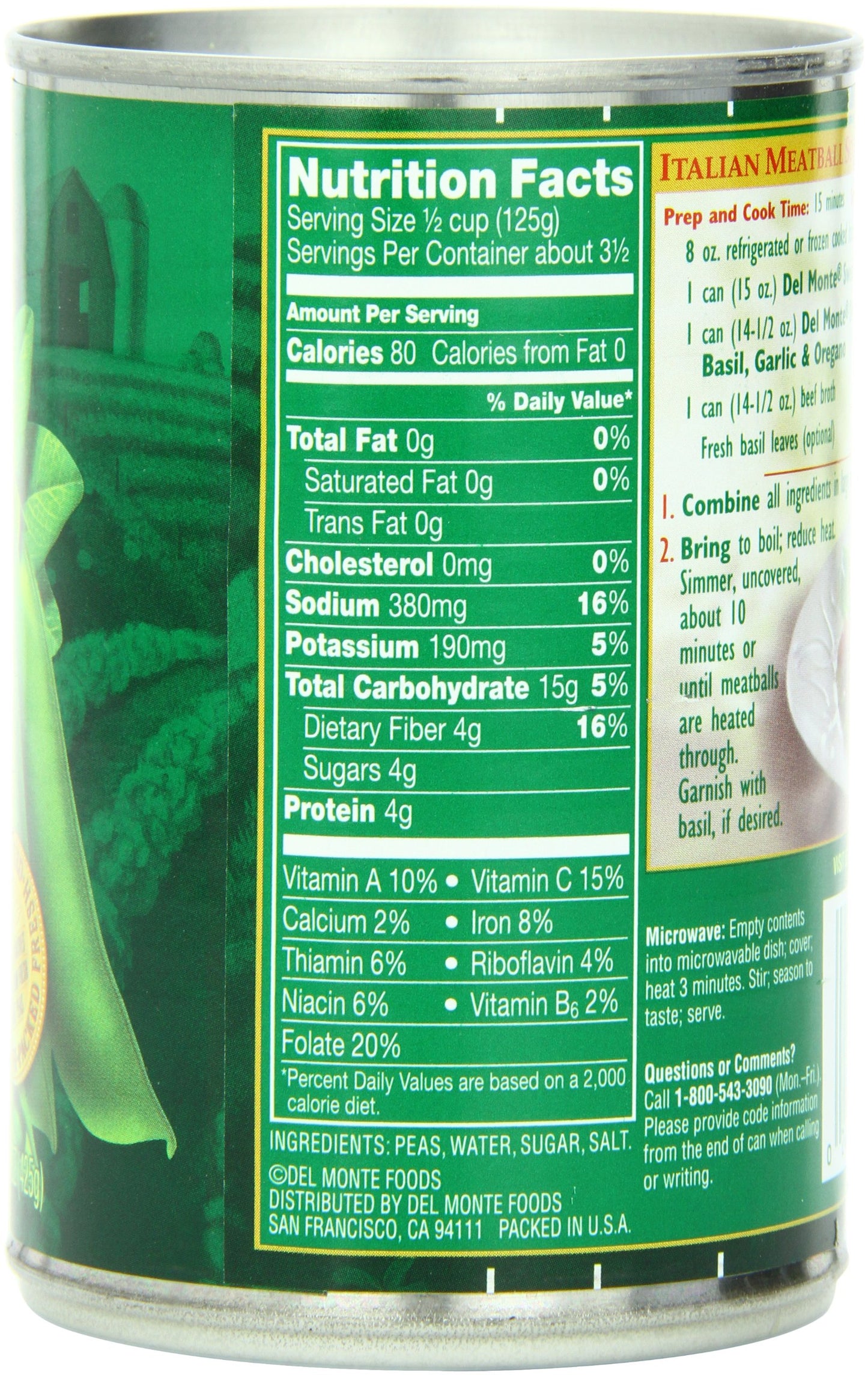 Del Monte Sweet Pea- 15 oz. cans - 8 pk.