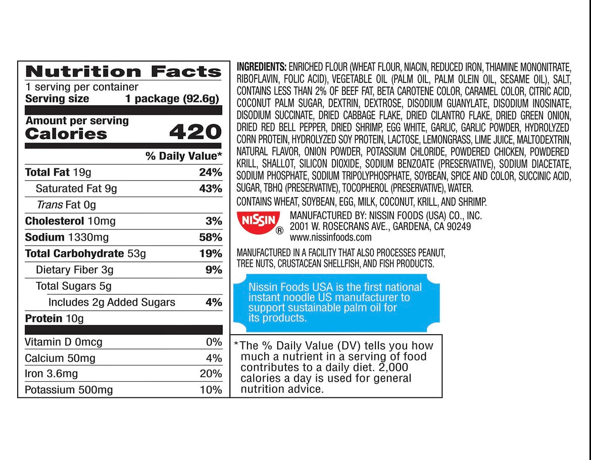 Nissin Hot & Spicy Noodle Bowl, Chicken, (3.32oz, 18 count)
