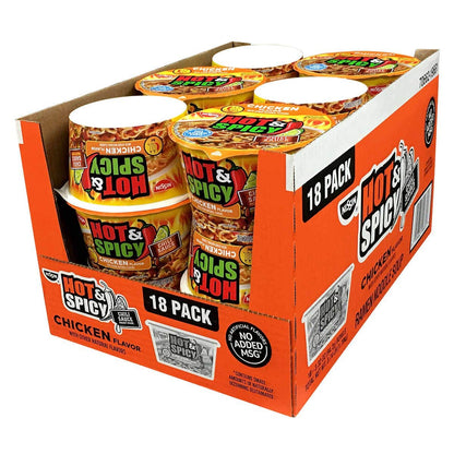 Nissin Hot & Spicy Noodle Bowl, Chicken, (3.32oz, 18 count)