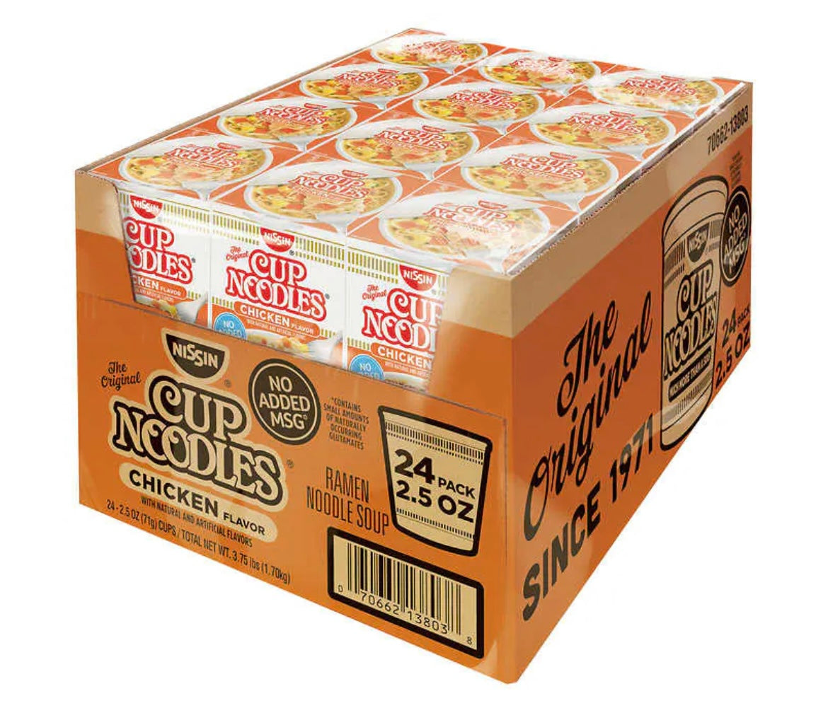 Nissin Cup Noodles, Chicken (2.25oz, 24 Cups)