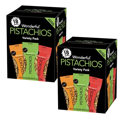 Gourmet Kitchn Wonderful Honey, Chili and Salt Roasted Pistachios | No Shells, Variety Pack (0.75 oz., 18 pk.) (2 Pack)
