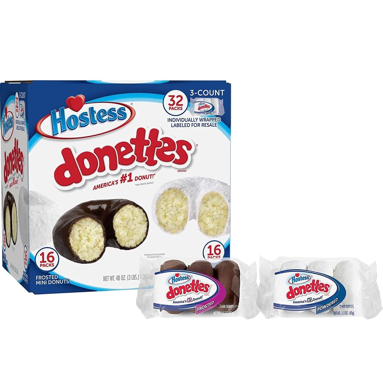 Hostess Mini Powered Donettes and Frosted Chocolate Donettes (1.5 oz., 36 pk.)