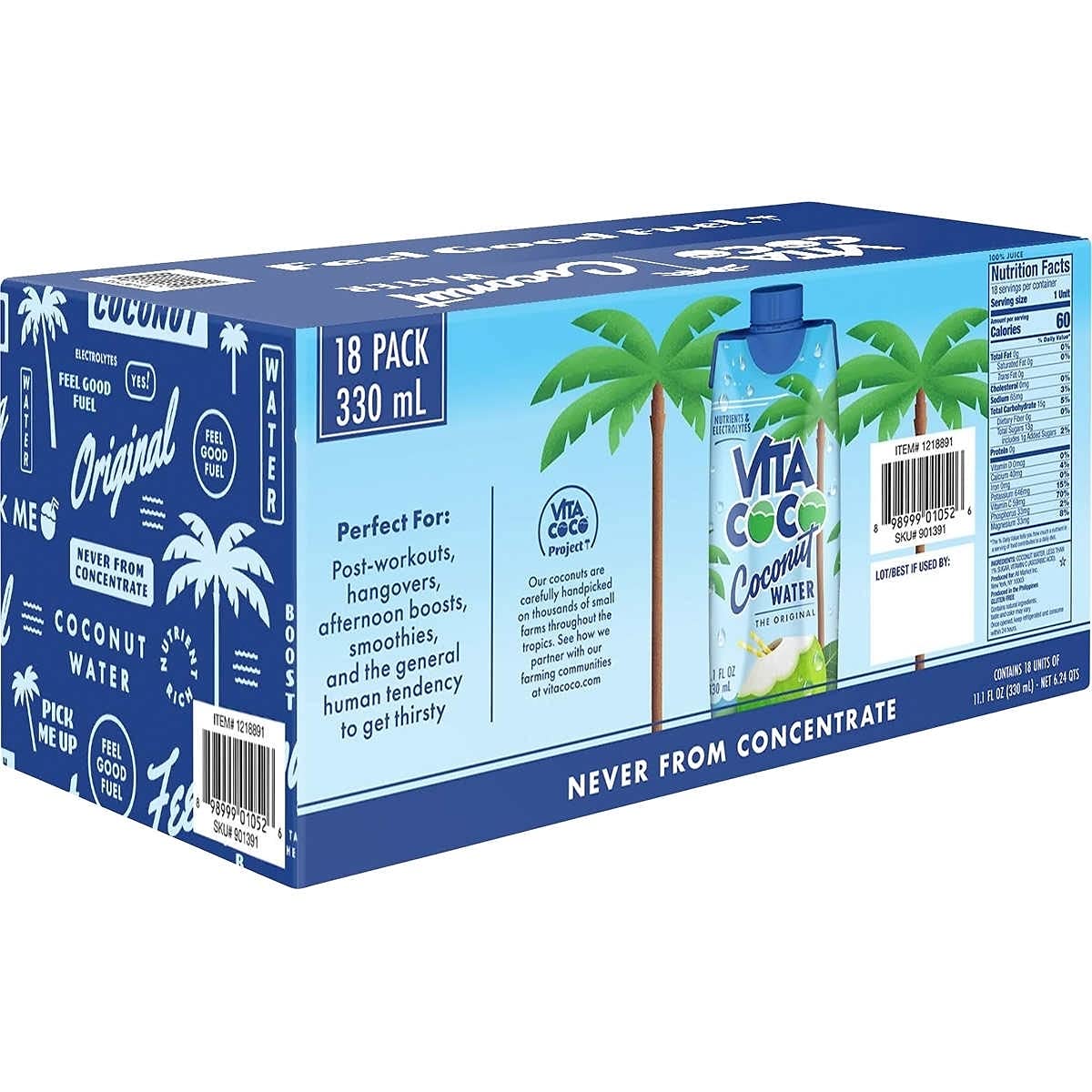 Vita Coco Coconut Water, Original, 11.1 Fl Oz (Pack of 18)