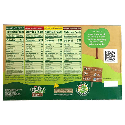 GoGo SqueeZ Organic Applesauce, Variety Pack, 3.2 oz, 28-count