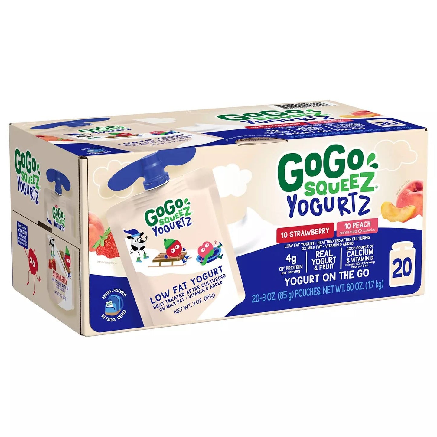 GoGo SqueeZ YogurtZ, Strawberry and Peach (20 Count)