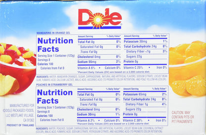 Dole Gel Fruit Bowl Mixed in Peaches and Mandarins, 68.8 Ounce