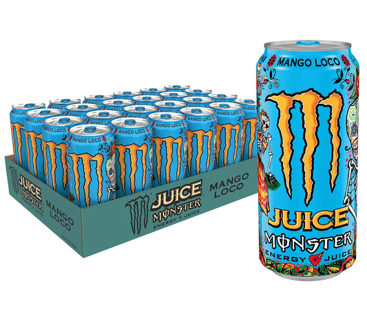 Monster Energy Juice Monster Mango Loco, Energy + Juice, Energy Drink, 16 Ounce (Pack of 24)